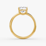 Princess Cut - Plain Band - Classic Engagement Ring- 18 K Gold